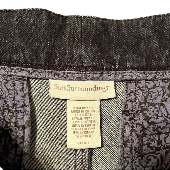 Soft Surroundings Dark Blue Wash Denim Trousers Size 10 Tall - Picture 7 of 9